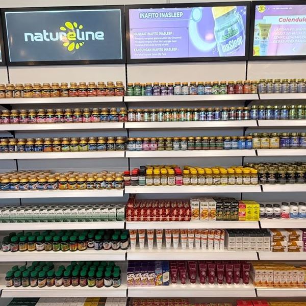 Shelves of vitamins and supplements